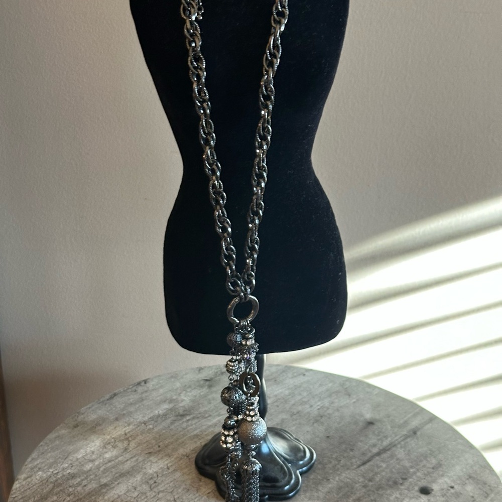 Joan Rivers Gunmetal Chain Necklace with Charms
